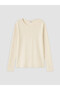 Beige Girls' Crew Neck 2-Piece Knitwear Sweater and T-Shirt - 5