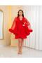 Special Design Tulle Detailed 2-Piece Short Dressing Gown and Nightgown Set (Boxed) - 3