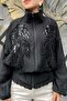 Embroidered Stand Collar Tencel Design Zippered Jacket Sun527 - 8