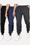 Set of 3 Unisex Regular Fit Ribbed Leggings in Black, Gray, Navy Blue, Colored Sweatpants, Sports Sweatpants