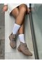 Beige Genuine Suede (Galley) Lace Detail Zippered Women's Boots - 5