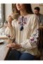 Women's Embroidered Bomber Sleeve Shirt - 2