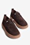 Women's Genuine Suede Loafer with Rubber Laces and Crepe Sole Olin Brown