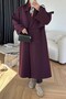 Mürdüm Oversize Polyviscon Long Trench Coat with Shoulder Apollets 9476 - 4
