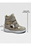 Beige Suede (İsabe) Hidden Heel Padded Heel 7 cm Height Increasing Sneakers - 7