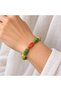 Green Orange Beaded Bracelet with Gold Detailing and Patterned Stylish Daily Accessory