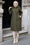 110 cm Quilted Coat with Detachable Hood Khaki Hnt2805