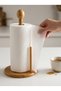 Bamboo Paper Towel Holder Round Base Countertop Roll Towel Stand 31 cm - 4