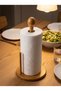 Bamboo Paper Towel Holder Round Base Countertop Roll Towel Stand 31 cm - 2