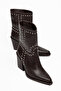 Women's Cowboy Boots with Stud Detail, Pointed Toe, Thick Heel Western Boots - 5