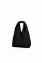 Black Plain Fabric Small Size Hobo Model Handbag