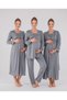 New Season Smoked Lace Detailed Long Sleeve 4-Piece Maternity and Postpartum Pajamas, Nightgown and Dressing Gown Set - 2
