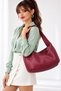 Women's Premium Large Faux Leather Hobo Bag – Soft Textured, Large Volume Shoulder Bag Cherry Claret Red
