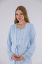 New Season Blue Lace Detailed Long Sleeve 4-Piece Maternity and Postpartum Pajamas, Nightgown and Dressing Gown Set - 5