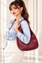 Women's Premium Large Faux Leather Hobo Bag – Soft Textured, Large Volume Shoulder Bag Cherry Claret Red - 8