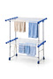 2-Tier Clothes Drying Rack with Wheels - Foldable Double Layer Laundry Rack - Stainless Steel Heavy Duty Movable Towel Drying Stand with Side Hooks - Large Capacity for Home and Balcony - 2