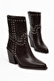 Women's Cowboy Boots with Stud Detail, Pointed Toe, Thick Heel Western Boots