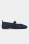 Tectum Navy Blue Suede Leather Mid-Strap Flat Sole Women's Ballerinas - 5