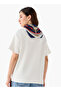 Boxy Fit T-shirt with Attached Scarf Detail - 4