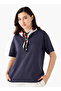 Boxy Fit T-shirt with Attached Scarf Detail - 2