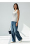 Striped Tank Top with Ribbed Detail - 2