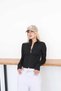 Women's Stand Collar Scuba Fabric Zippered Slim Fit Sweatshirt with Finger Loop - 2