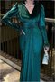 Flexible V Evening Dress Velvet Fabric Dress with Collar Belt - 2