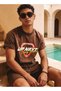 Men Relaxed Fit Crew Neck Short Sleeves Washed Graphic Print T-shirt
