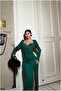 Scuba Evening Dress Stretchy Fabric Dress with Collar Double Breasted Gathered - 2