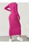 Women's Crew Neck Long Sleeve Camisole Fabric Long Dress Length 130 cm - 3