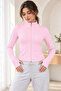 Women's Stand Collar Zippered Finger-Loop Scuba Fabric Slim Fit Sports Jacket - 3