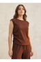 Regular Fit Ruched Top with Texture