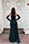 Stone Detailed Evening Dress Long Sleeves - 2