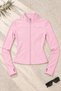 Women's Stand Collar Scuba Fabric Zippered Slim Fit Sweatshirt with Finger Loop