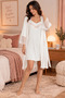 Low-Cut Collar and Lace Sleeves Robe Set |   V-Neck Lez Lace Detailed Viscose Knitted 2-Piece Nightgown and Dressing Gown Set |   Maxi Boy Stylish Elegant Comfortable Women's Home and Sleepwear Set