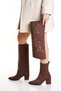 Women's Brown Suede Embroidered Dual-Use Boots / Boots with Removable Covers