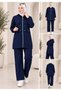Boydan Zippered Hooded Oysho Fabric Tunic Double Set - 2