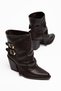 Women's Cowboy Boots - Double Buckle Pointed Toe - 5