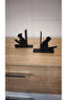 2-Piece Book Holder with Woman and Man Silhouettes Reading Books – Black Decorative Book Support - 2
