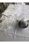 Tableware Set 155X220 cm Table Set Linen Lace Decorative Gülse Model Tablecloth Cream