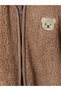 Brown Hooded Embroidered Plush Baby Boy Cardigan - 2