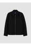 Black Regular Fit Shirt Collar Men's Cashmere Coat - 5
