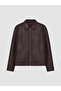 Brown Regular Fit Men's Leather Look Coat - 5
