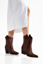 Women's Cowboy Boots with Western Stitching Detail, Pointed Toe, Thick Heel Boots - 6