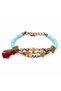 Turquoise Multi-Strand Beaded Bracelet – Stylish Accessory with Colorful Floral and Tassel Detail - 3