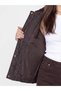 Brown Velvet Shirt Collar Leopard Patterned Women's Puffer Coat - 4
