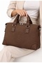 Women's 6011 Brown Hand and Shoulder Bag with Zipper, Large Size Sports Model Daily Bag - 5