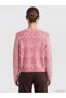 Pink Crew Neck Patterned Women's Knitwear Cardigan - 3