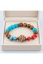 Turquoise Red and Wood-Look Beaded Bracelet – Stylish Everyday Accessory with Pattern - 3