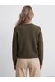 Green Crew Neck Women's Knitwear Cardigan - 4